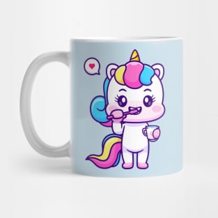 Cute Unicorn Brush Teeth Cartoon Mug